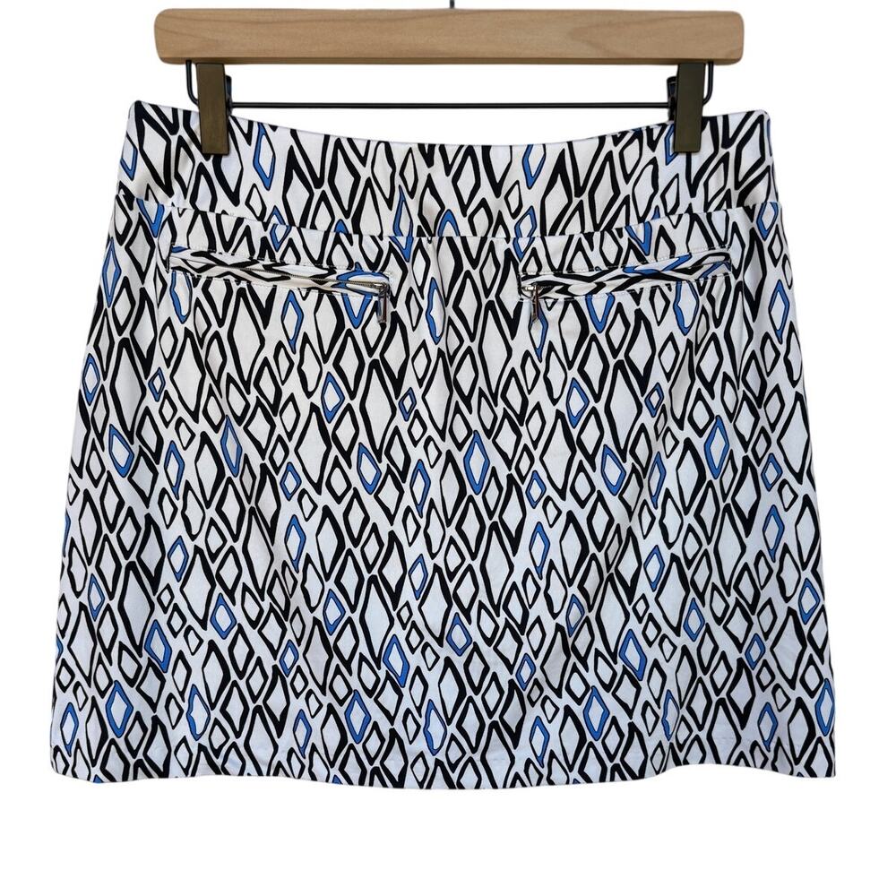 Tail Athletic Skort with Black and Blue Diamond Pattern, Front Zip Pockets sz M
